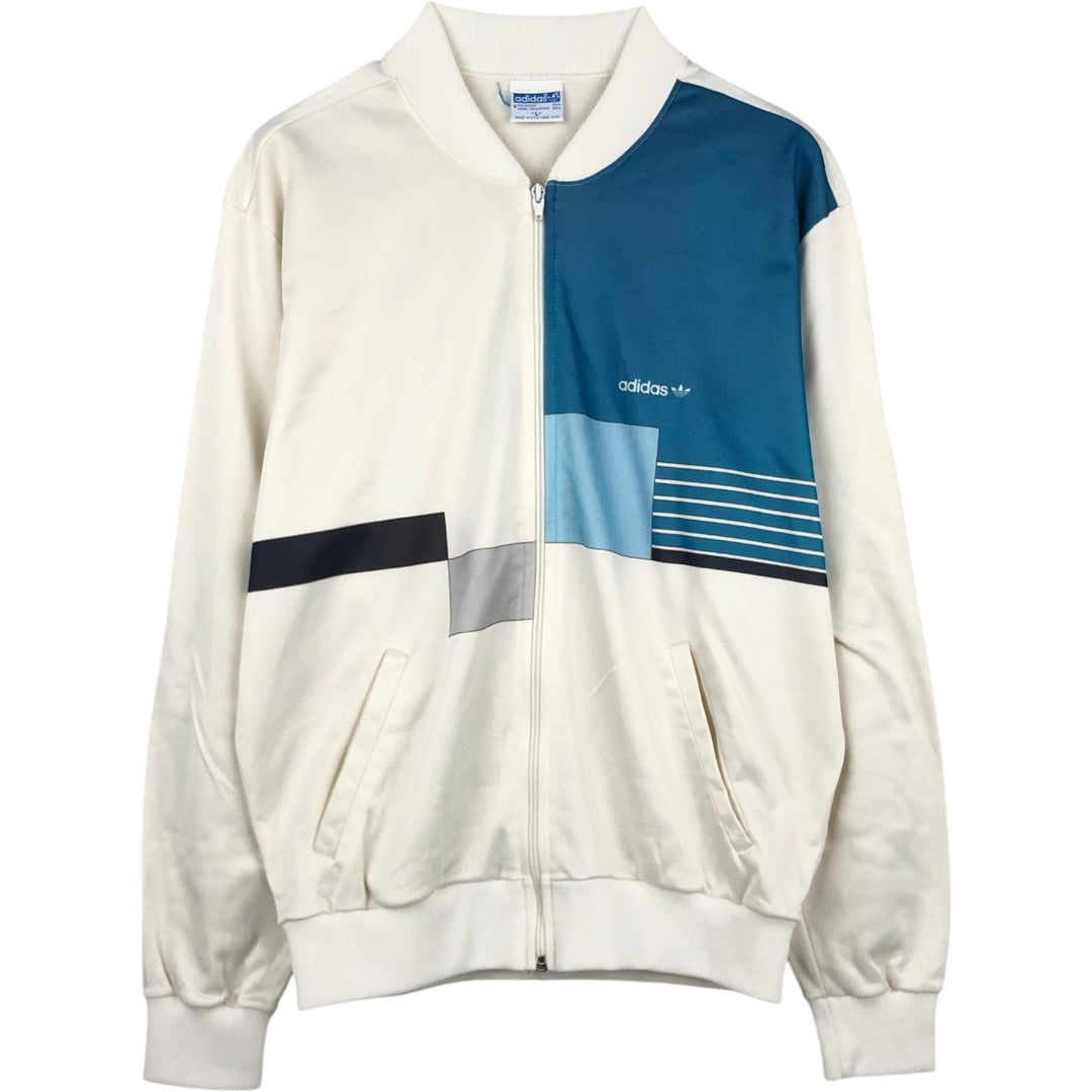 80'S Adidas Trefoil Logo Patchwork Track Jacket, Made in USA, Men's Size L (approx.), Vintage polyester white type Vintage Second Hand