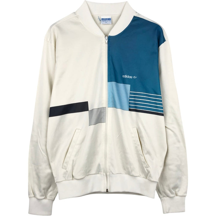 80'S Adidas Trefoil Logo Patchwork Track Jacket, Made in USA, Men's Size L (approx.), Vintage polyester white type Vintage Second Hand
