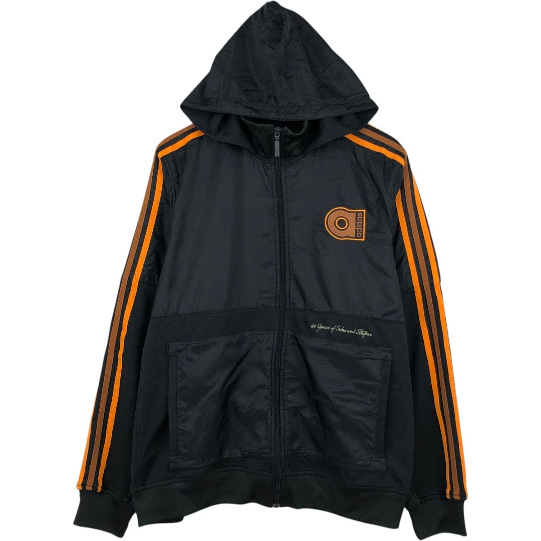 00'S adidas jersey hoodie track jacket men's size L polyester black type Vintage Second Hand