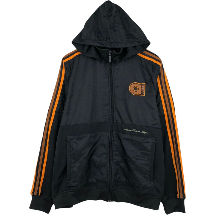 00'S adidas jersey hoodie track jacket men's size L polyester black type Vintage Second Hand