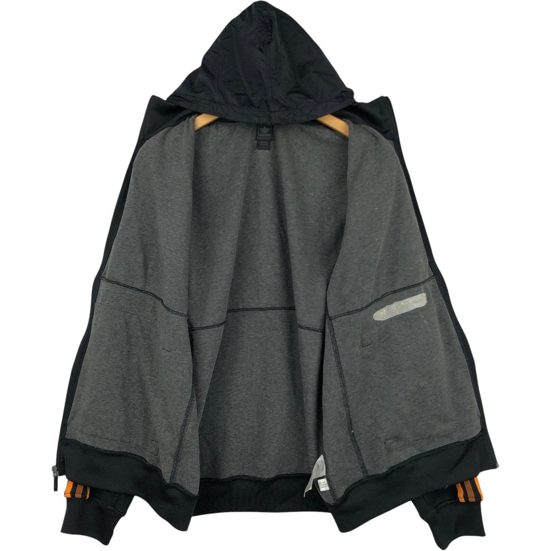 00'S adidas jersey hoodie track jacket men's size L polyester black type Vintage Second Hand