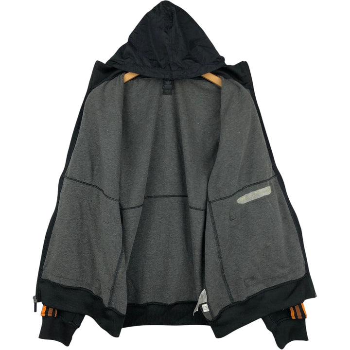 00'S adidas jersey hoodie track jacket men's size L polyester black type Vintage Second Hand
