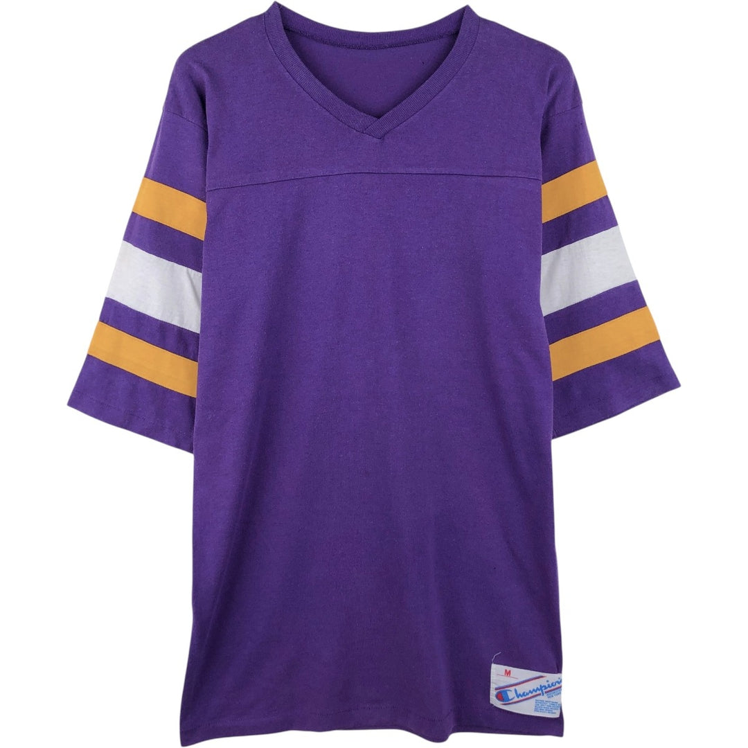 ~90'S Champion V-neck 5/8 sleeve football t-shirt, Made in USA, Men's size M equivalent, Vintage unclear purple type Vintage Second Hand