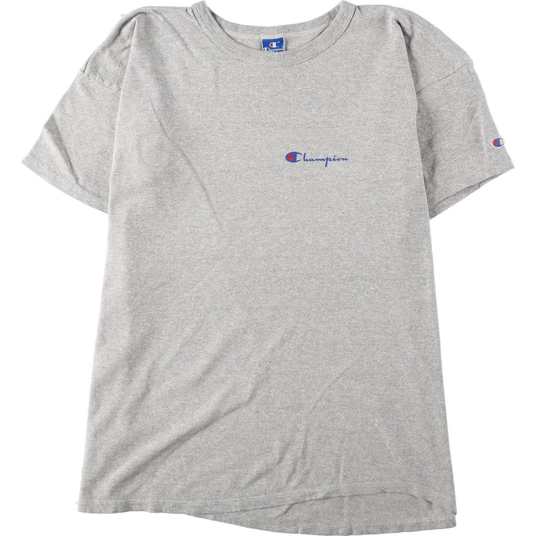 90'S Champion Short-Sleeve T-Shirt with One-Point Logo, Made in USA, Men's XXL Equivalent, Vintage cotton gray type Vintage Second Hand