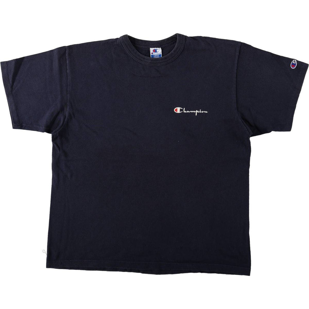 90'S Champion Short-Sleeve Logo T-Shirt, Made in USA, Men's Size L (Equivalent), Vintage cotton black type Vintage Second Hand