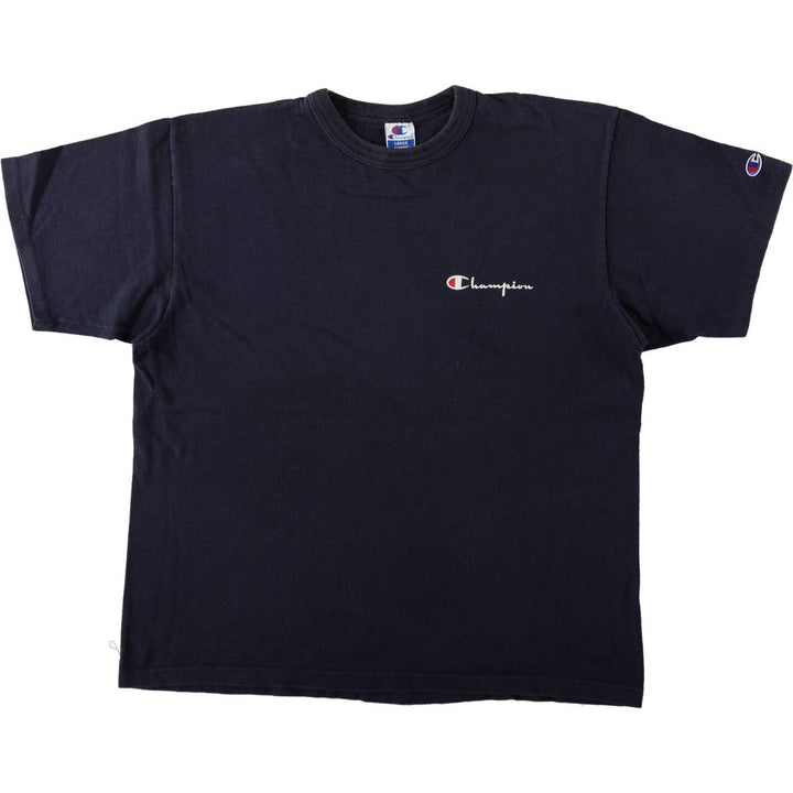90'S Champion Short-Sleeve Logo T-Shirt, Made in USA, Men's Size L (Equivalent), Vintage cotton black type Vintage Second Hand