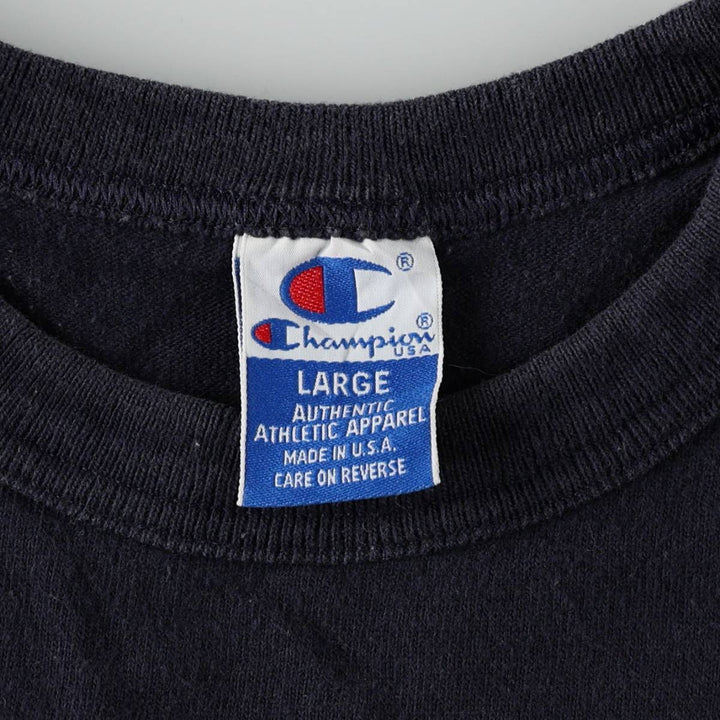 90'S Champion Short-Sleeve Logo T-Shirt, Made in USA, Men's Size L (Equivalent), Vintage cotton black type Vintage Second Hand