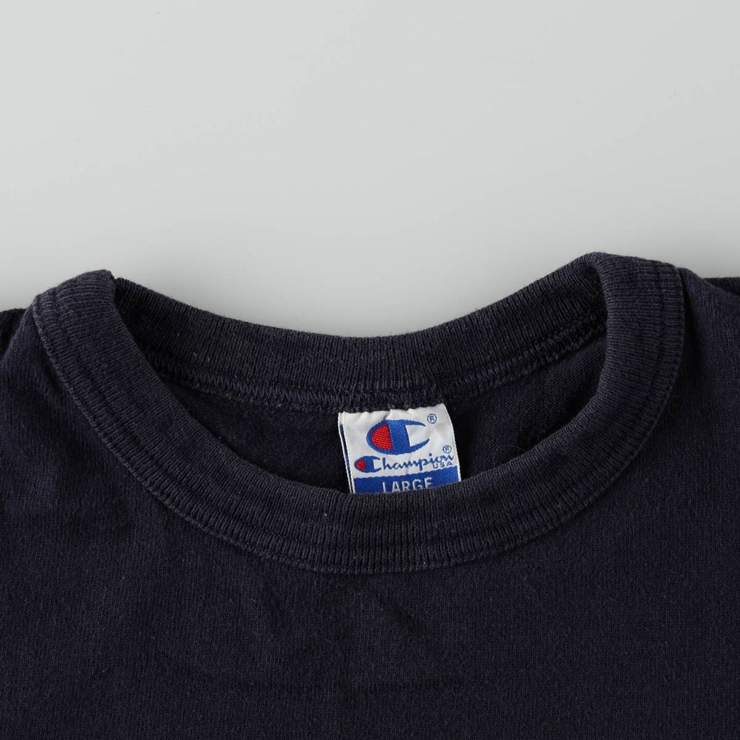 90'S Champion Short-Sleeve Logo T-Shirt, Made in USA, Men's Size L (Equivalent), Vintage cotton black type Vintage Second Hand