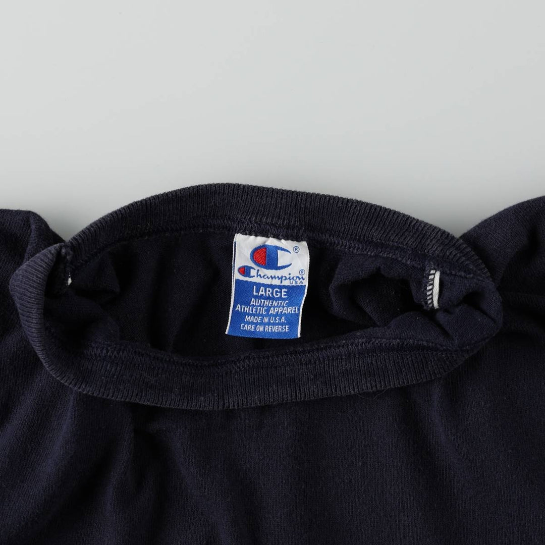 90'S Champion Short-Sleeve Logo T-Shirt, Made in USA, Men's Size L (Equivalent), Vintage cotton black type Vintage Second Hand