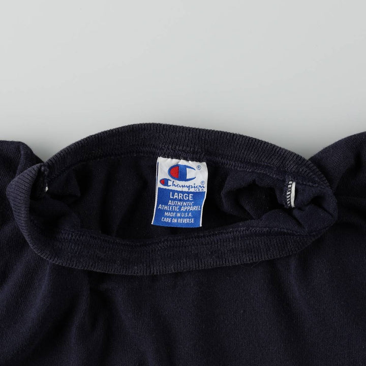 90'S Champion Short-Sleeve Logo T-Shirt, Made in USA, Men's Size L (Equivalent), Vintage cotton black type Vintage Second Hand
