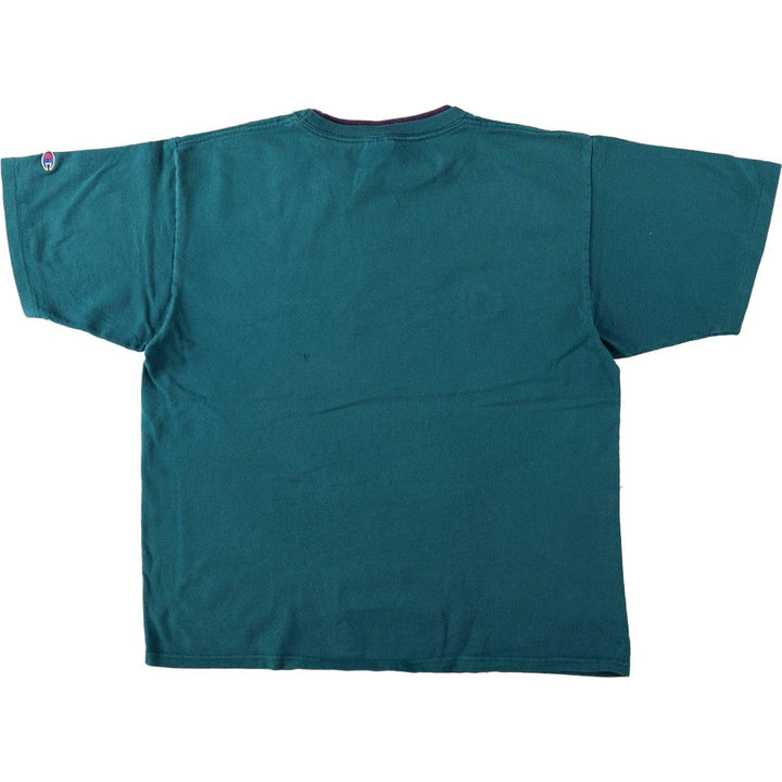 90'S Champion Short-Sleeve T-Shirt with One-Point Logo, Made in USA, Men's Size L (Equivalent), Vintage cotton Green type dark green Vintage Second Hand