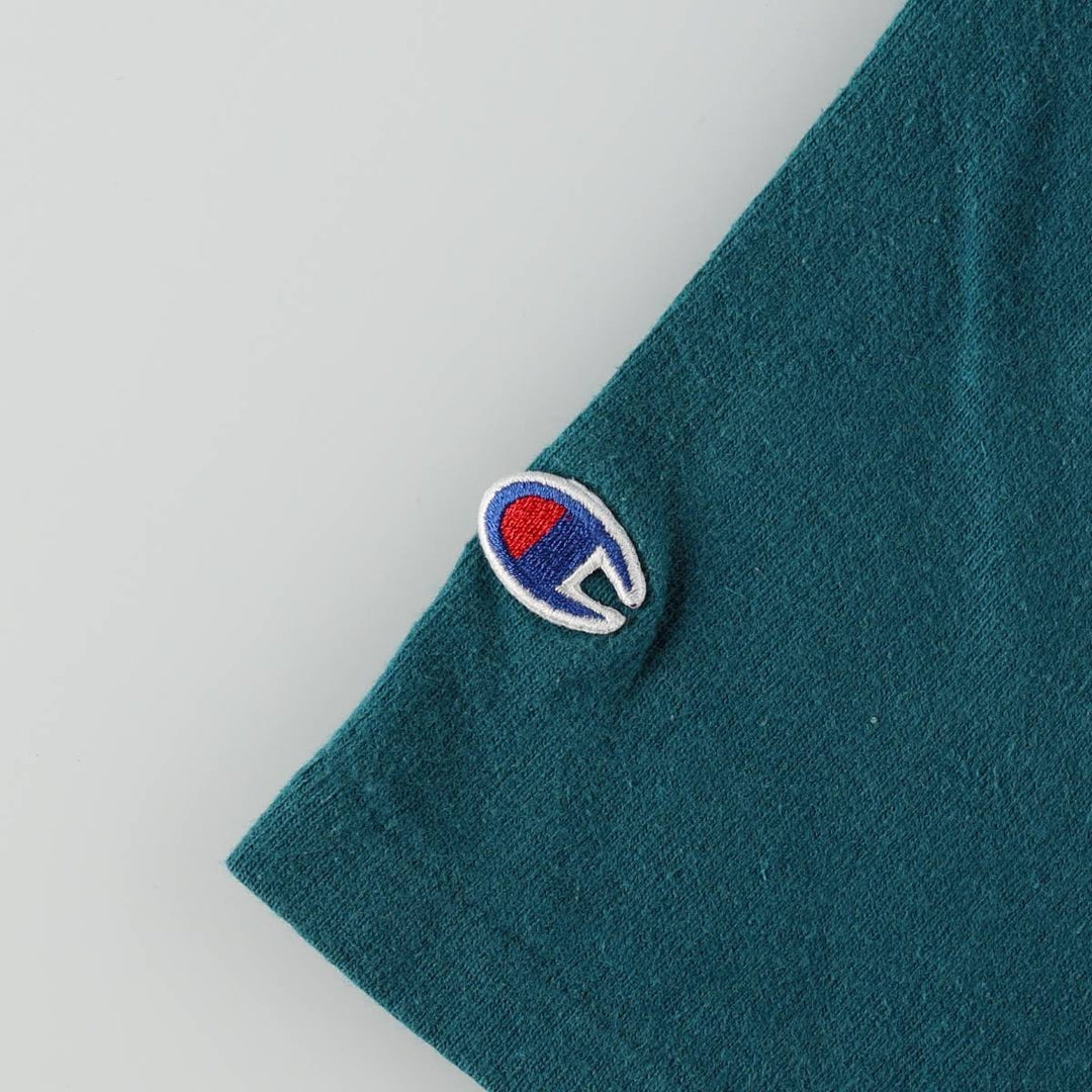 90'S Champion Short-Sleeve T-Shirt with One-Point Logo, Made in USA, Men's Size L (Equivalent), Vintage cotton Green type dark green Vintage Second Hand