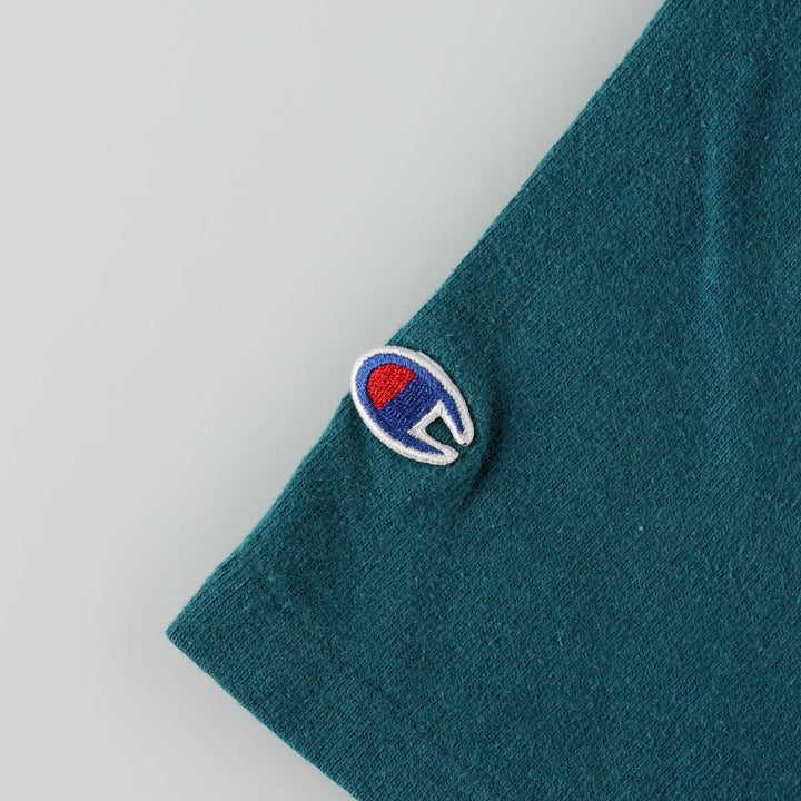 90'S Champion Short-Sleeve T-Shirt with One-Point Logo, Made in USA, Men's Size L (Equivalent), Vintage cotton Green type dark green Vintage Second Hand