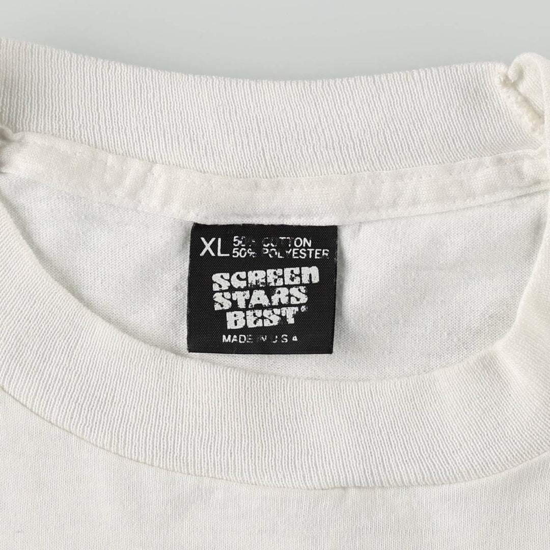 90'S Screen Stars Best Sports T-Shirt, Made in USA, Men's XL equivalent, Vintage cotton white type Vintage Second Hand