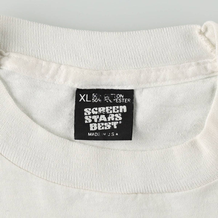 90'S Screen Stars Best Sports T-Shirt, Made in USA, Men's XL equivalent, Vintage cotton white type Vintage Second Hand
