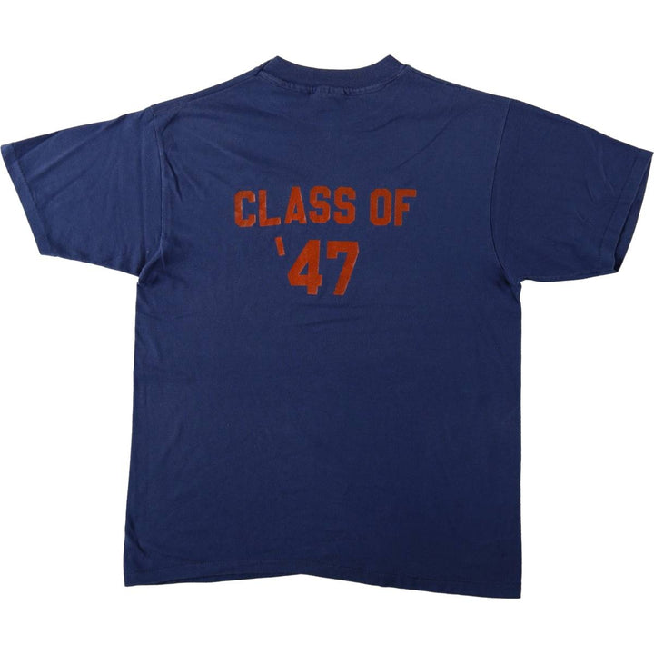 Vintage 1980'S Hanes Fifty-Fifty Blue Tag College T-Shirt, Made in USA, Men's Size Large cotton navy blue type Vintage Second Hand