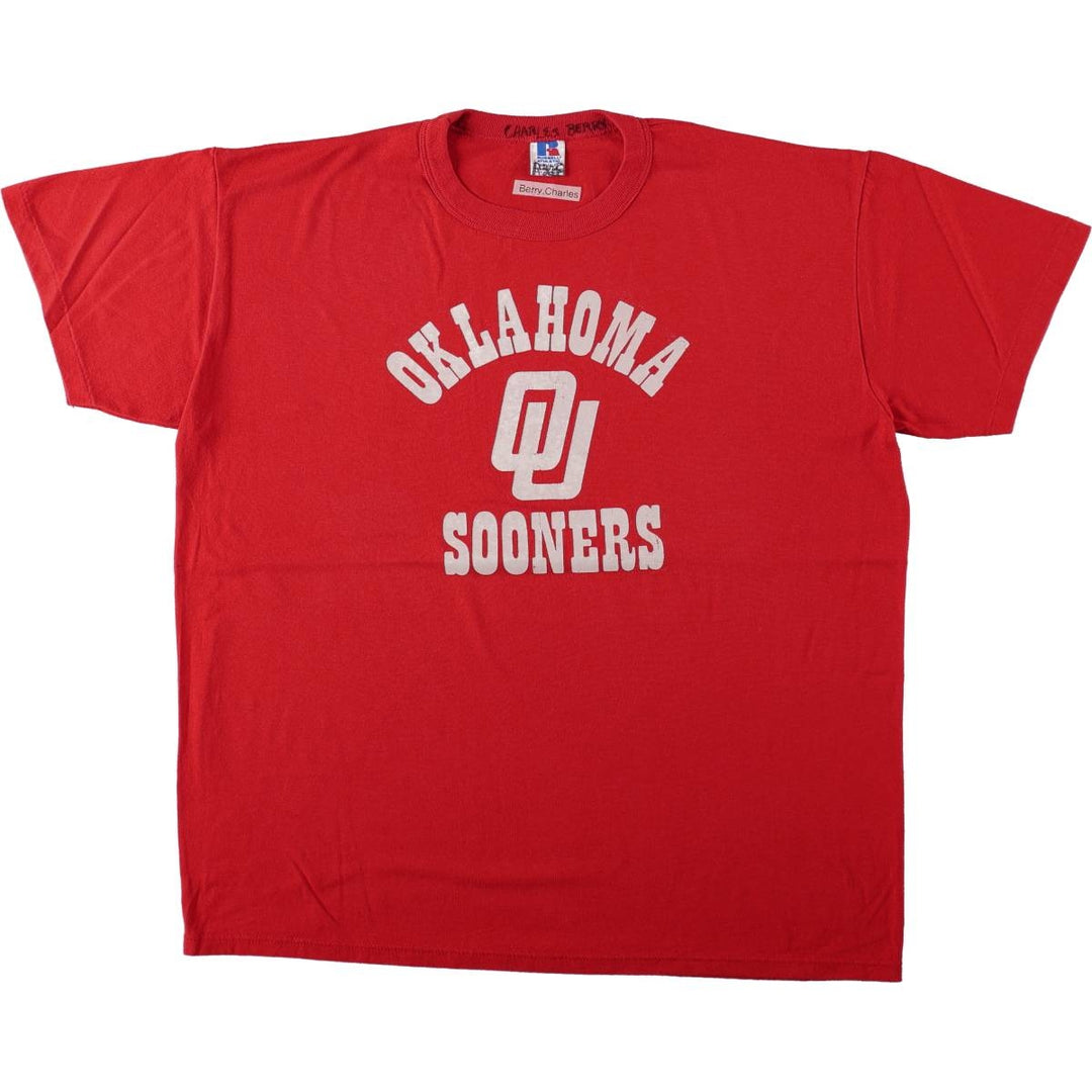 90'S Russell Athletic College T-Shirt, Made in USA, Men's XL equivalent, Vintage cotton red type Vintage Second Hand