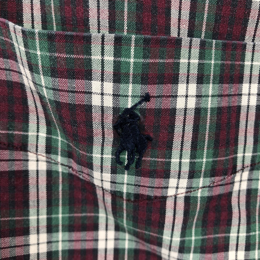 Ralph Lauren long sleeve button down check shirt, men's XL size cotton burgundy type Vintage Second Hand