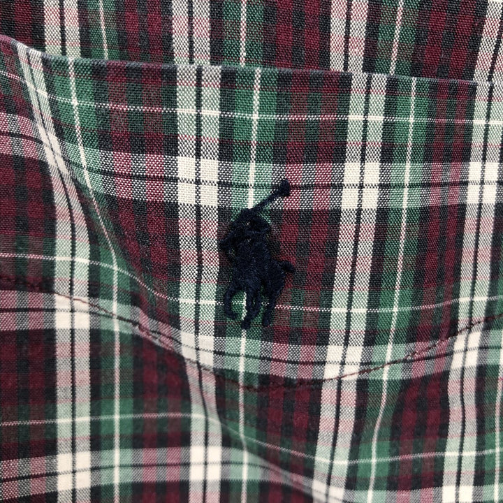 Ralph Lauren long sleeve button down check shirt, men's XL size cotton burgundy type Vintage Second Hand