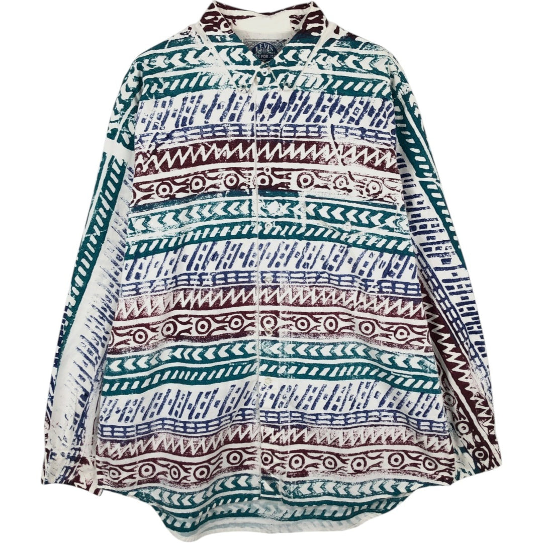 Levi's SHIRTS FOR JEANS All-over print long-sleeve button-down check shirt, men's size L (approx.) cotton multicolor Vintage Second Hand