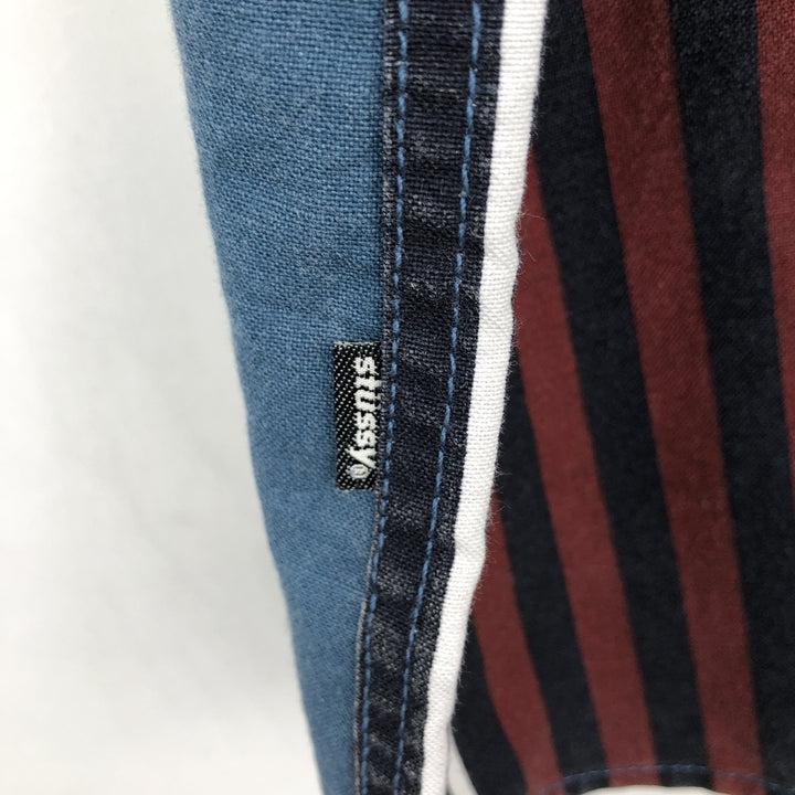 ~2000'S Stussy Stripe Pattern Long-Sleeve Cotton Stripe Shirt, Men's Size XL (approx.) cotton multicolor Vintage Second Hand
