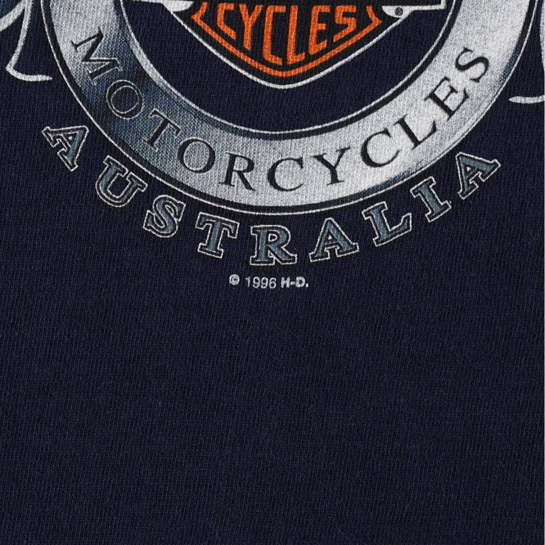 Harley-Davidson Eagle Pattern Motorcycle Bike T-shirt Men's M size cotton navy blue type Vintage Second Hand