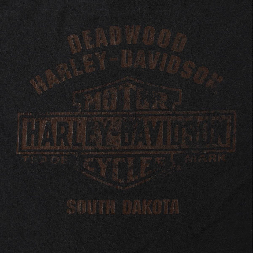 2000'S Harley-Davidson Fire Pattern Snake/Python Pattern Motorcycle T-Shirt, Men's Size XL (approx.) cotton black type Vintage Second Hand