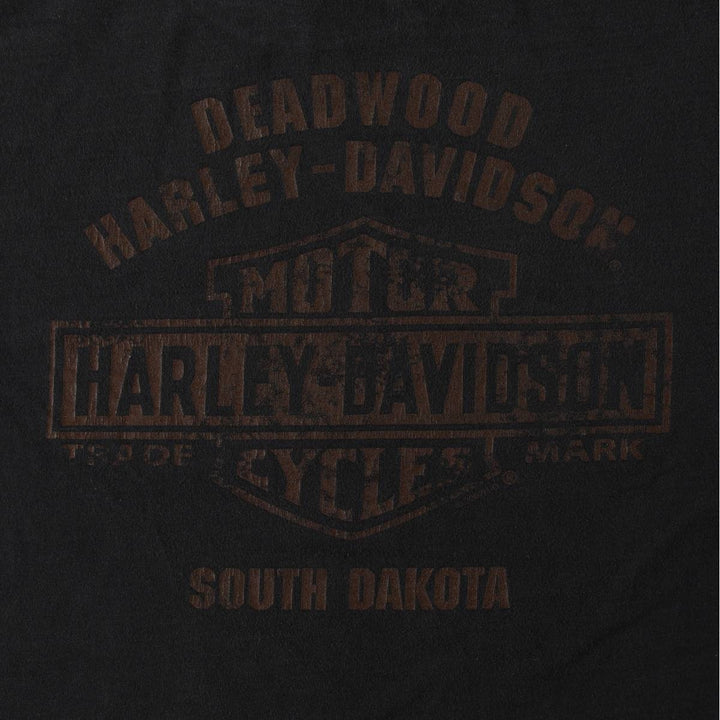 2000'S Harley-Davidson Fire Pattern Snake/Python Pattern Motorcycle T-Shirt, Men's Size XL (approx.) cotton black type Vintage Second Hand