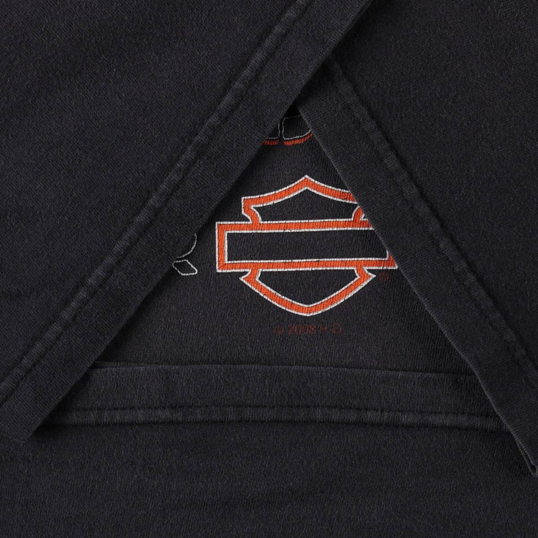 00'S Harley-Davidson Fire Pattern Motorcycle Bike T-Shirt Made in USA Men's L size cotton Charcoal Vintage Second Hand