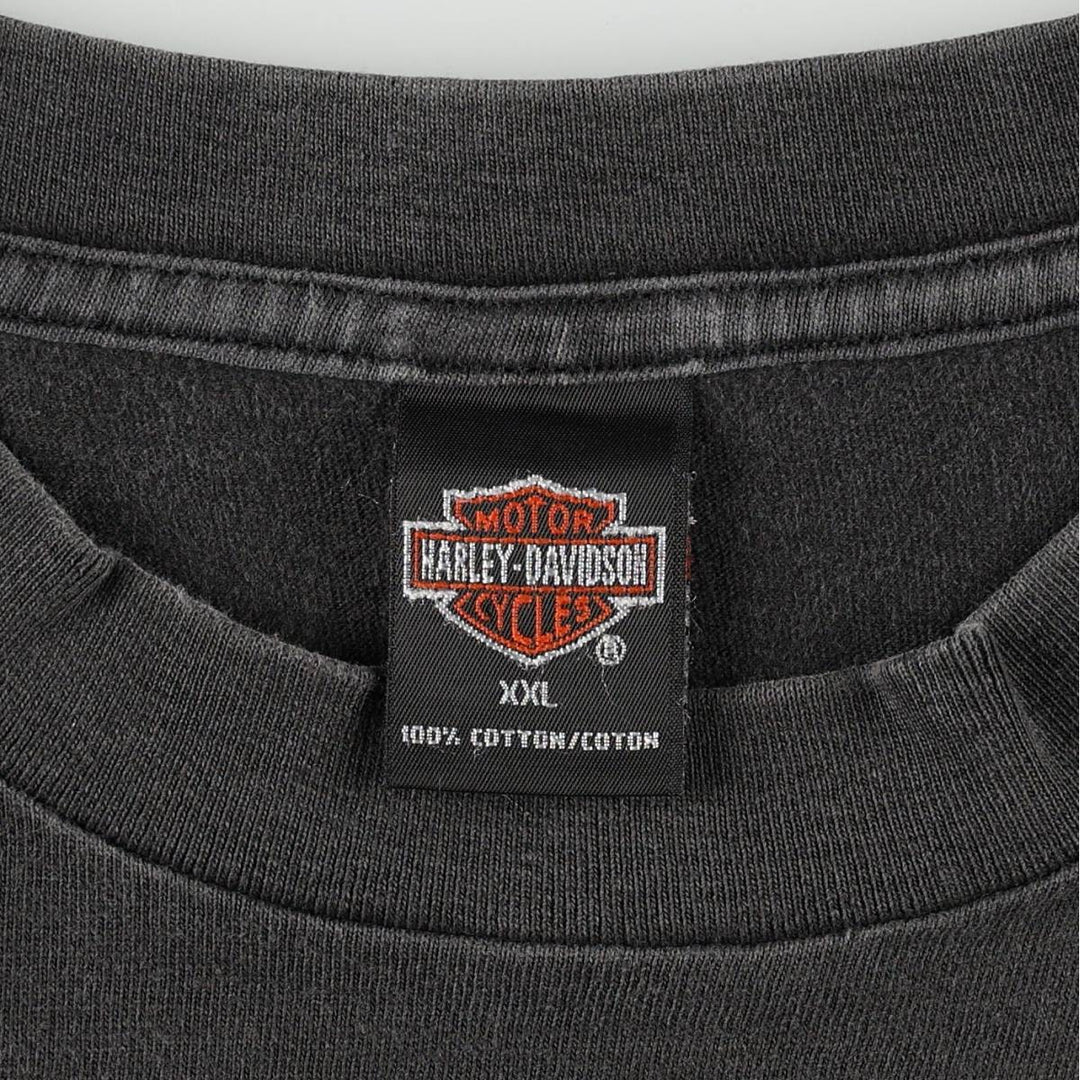 2000'S Harley-Davidson Animal Pattern Fire Pattern Motorcycle T-Shirt, Made in USA, Men's XXL equivalent. cotton Charcoal Vintage Second Hand