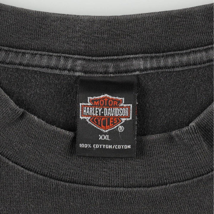 2000'S Harley-Davidson Animal Pattern Fire Pattern Motorcycle T-Shirt, Made in USA, Men's XXL equivalent. cotton Charcoal Vintage Second Hand