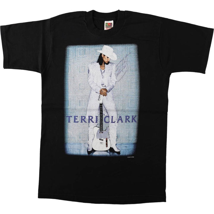 90'S Fruit of the Loom Heavy Cotton Terry Clark Band T-Shirt, Men's Size M (Equivalent), Vintage cotton black type Vintage Second Hand