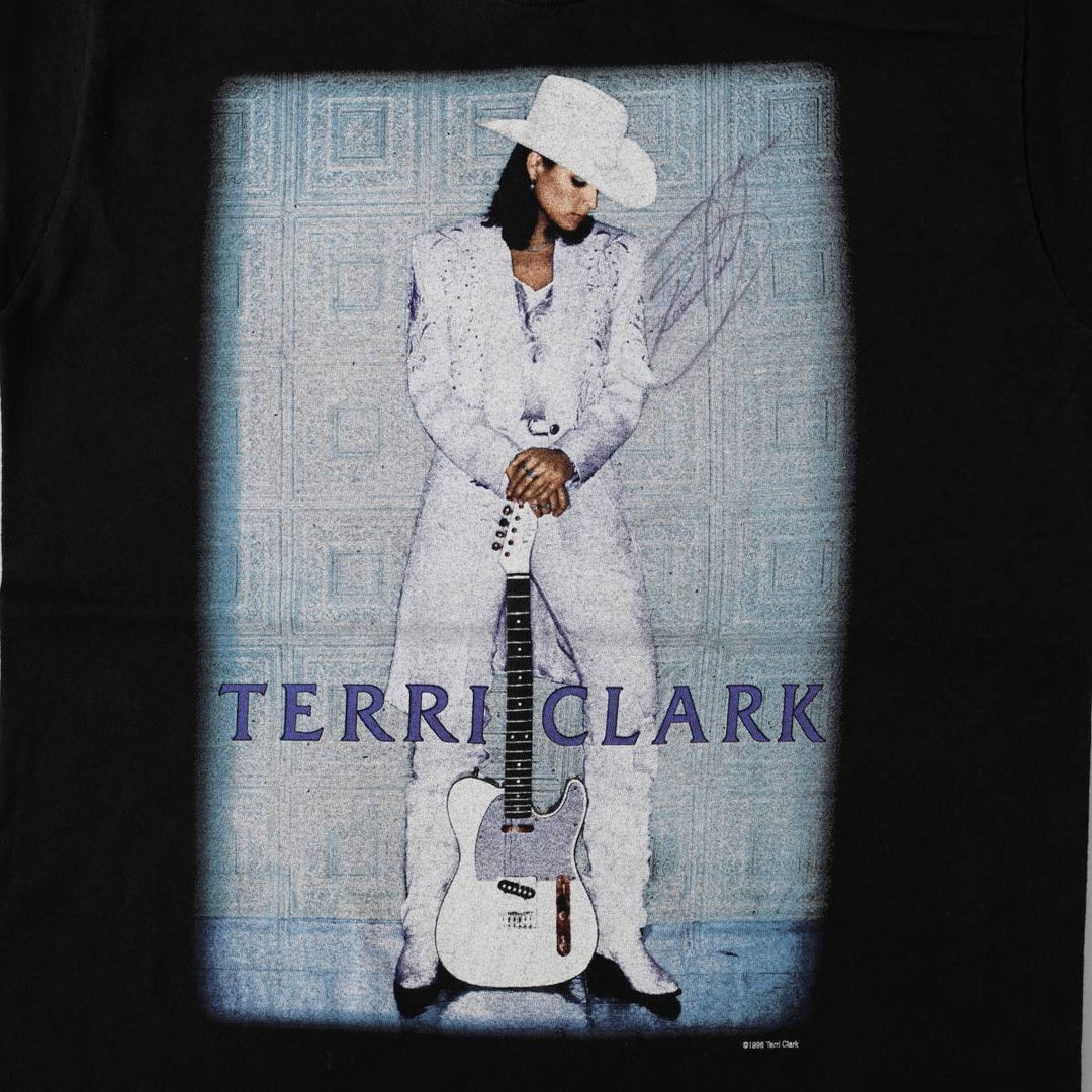 90'S Fruit of the Loom Heavy Cotton Terry Clark Band T-Shirt, Men's Size M (Equivalent), Vintage cotton black type Vintage Second Hand