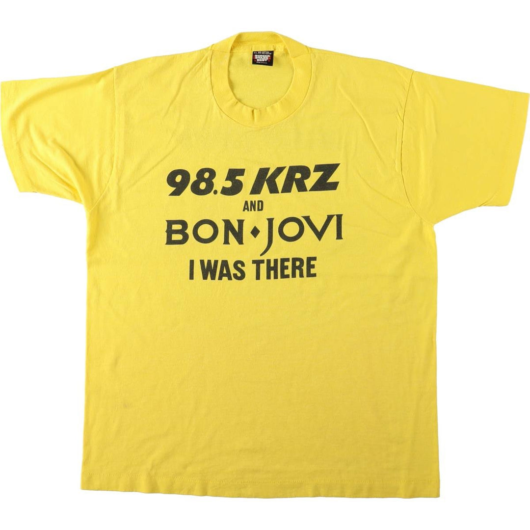 Screen Stars BEST Bon Jovi Band T-Shirt, Made in USA, Men's XL equivalent. cotton yellow type Vintage Second Hand
