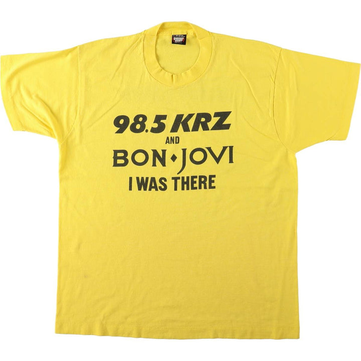 Screen Stars BEST Bon Jovi Band T-Shirt, Made in USA, Men's XL equivalent. cotton yellow type Vintage Second Hand
