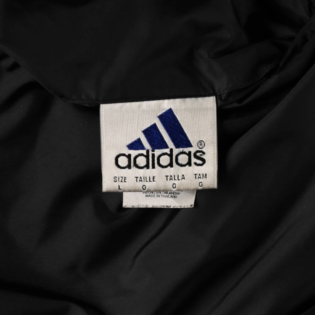 Adidas reversible padded nylon parka, men's size L (approx.) Nylon black type Vintage Second Hand