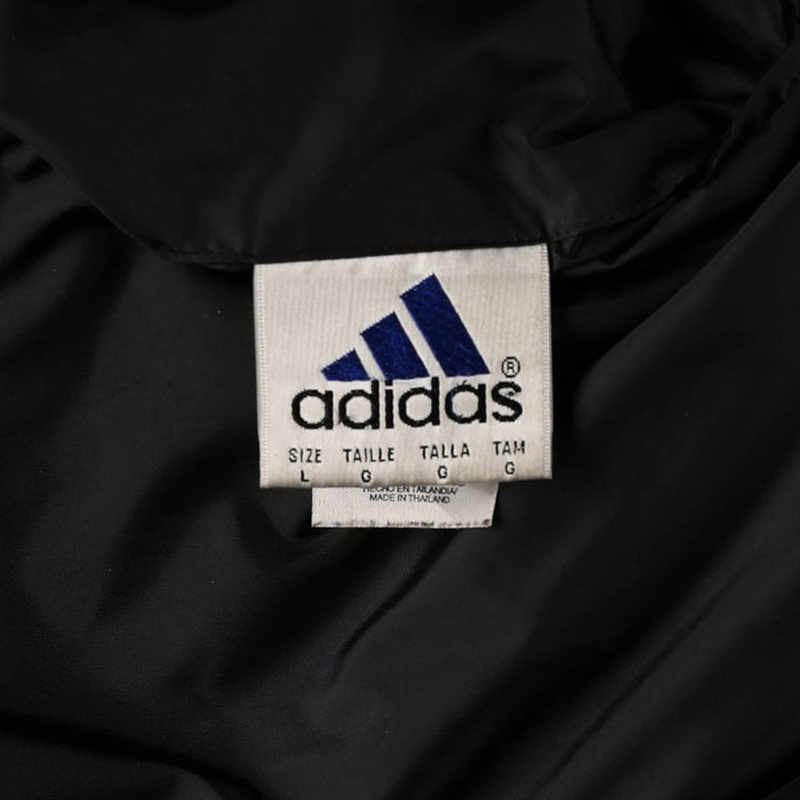 Adidas reversible padded nylon parka, men's size L (approx.) Nylon black type Vintage Second Hand