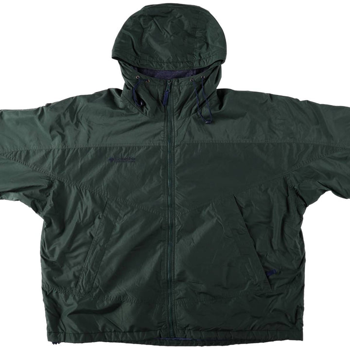 Columbia padded hoodie/puffer jacket, men's size XXL (approx.) unclear Green type dark green Vintage Second Hand