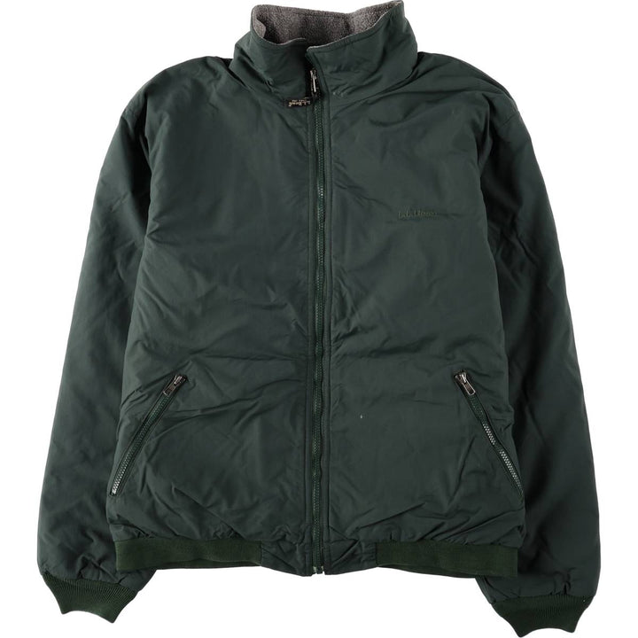 90s-00'S LLBean padded puffer jacket, men's size L Nylon Green type dark green Vintage Second Hand
