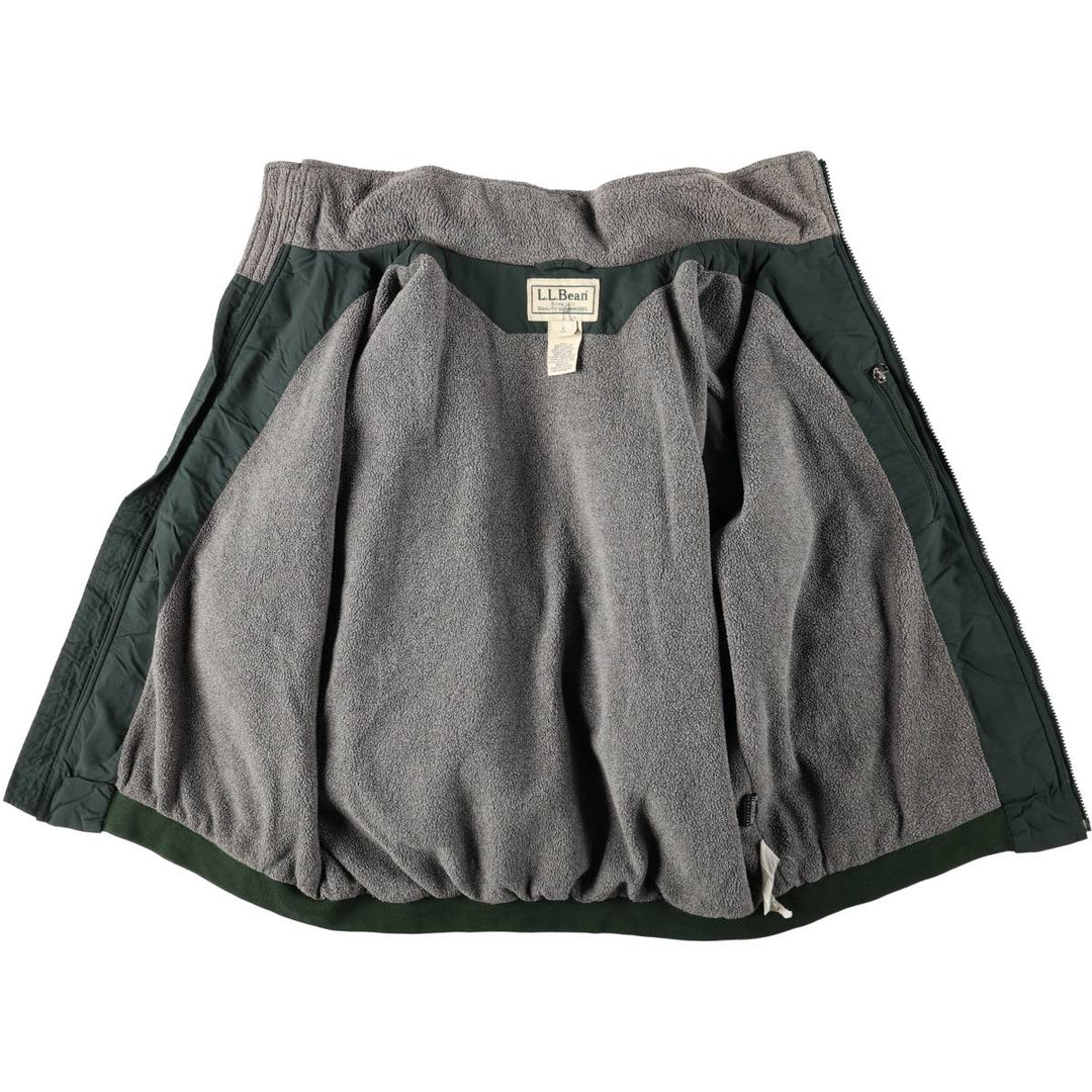 90s-00'S LLBean padded puffer jacket, men's size L Nylon Green type dark green Vintage Second Hand