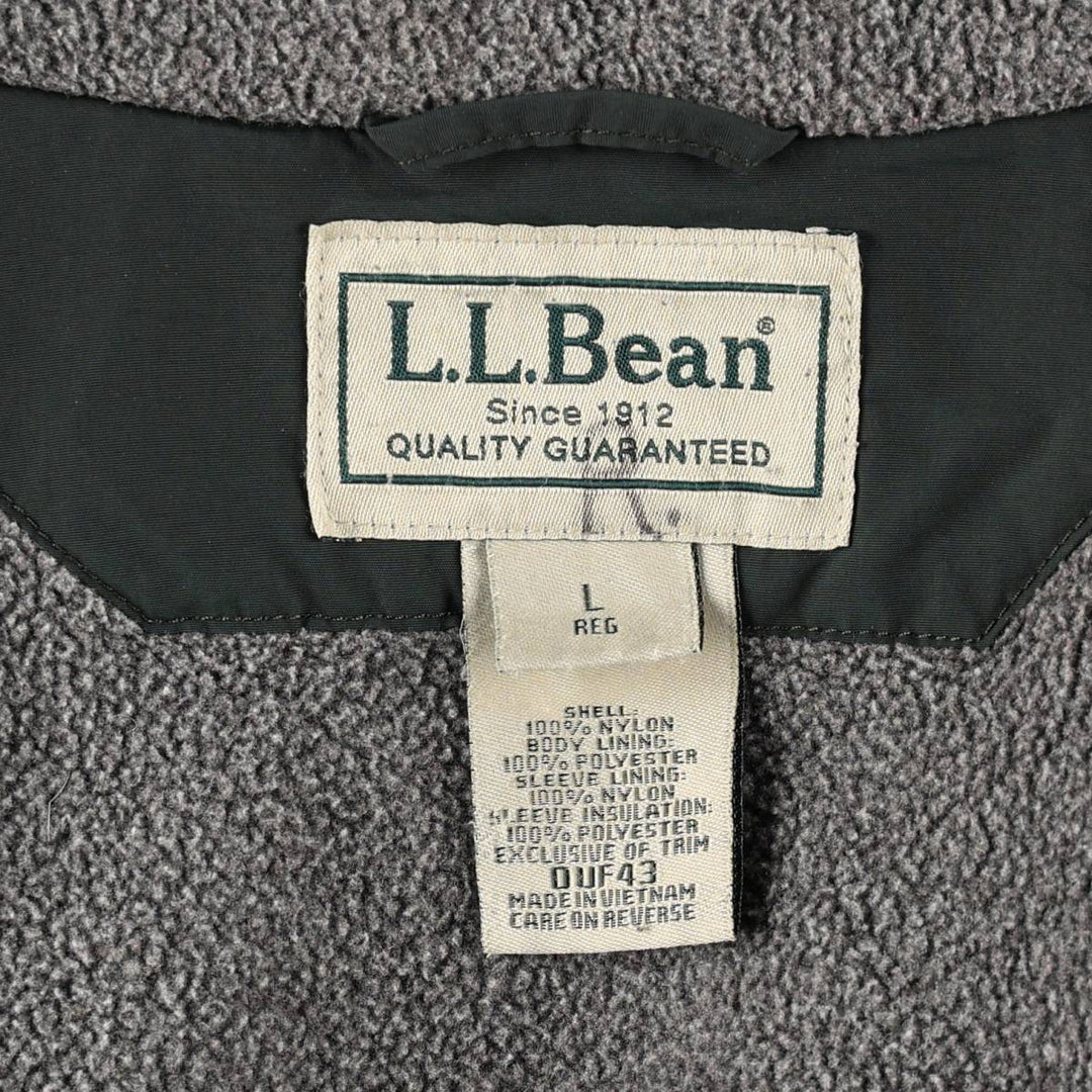 90s-00'S LLBean padded puffer jacket, men's size L Nylon Green type dark green Vintage Second Hand