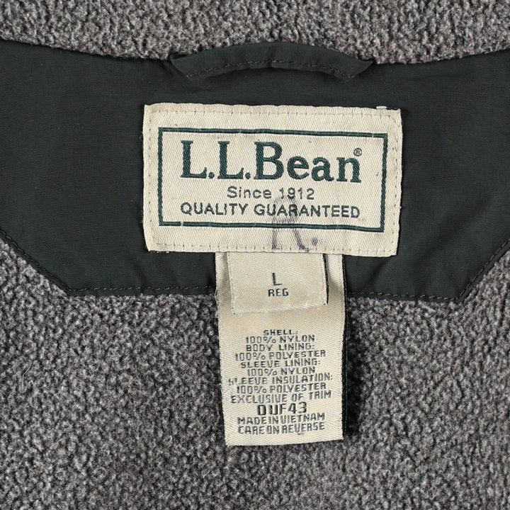 90s-00'S LLBean padded puffer jacket, men's size L Nylon Green type dark green Vintage Second Hand