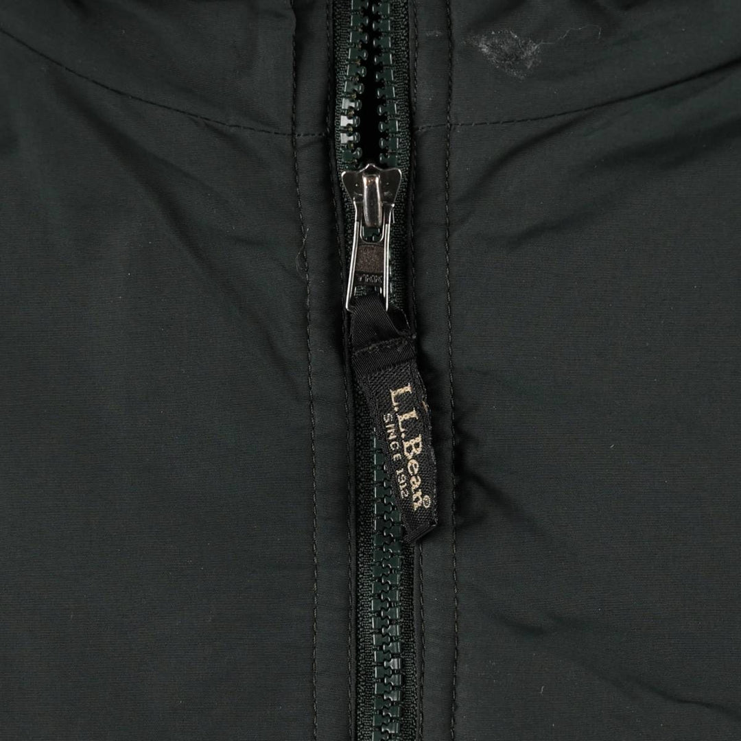 90s-00'S LLBean padded puffer jacket, men's size L Nylon Green type dark green Vintage Second Hand