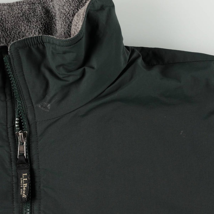 90s-00'S LLBean padded puffer jacket, men's size L Nylon Green type dark green Vintage Second Hand