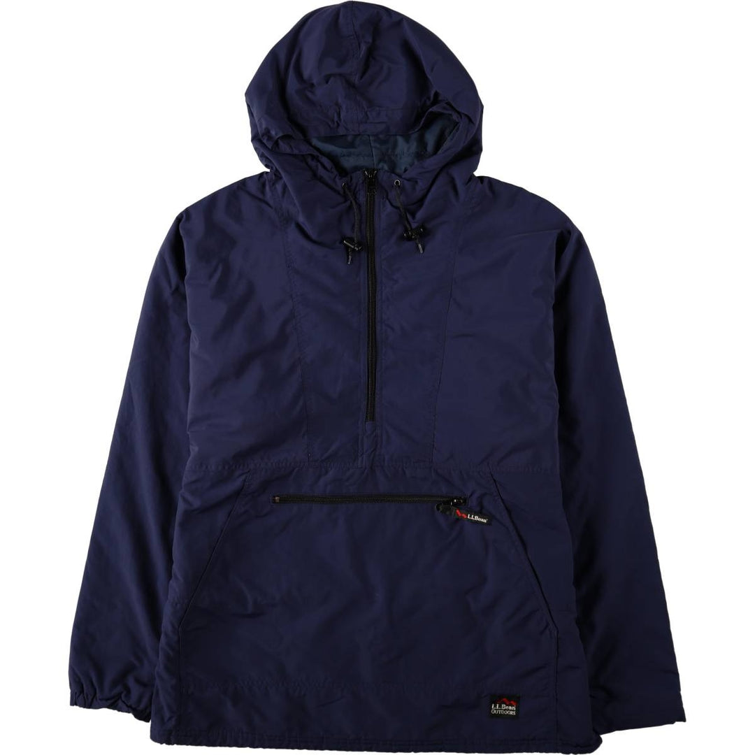 LLBean OUTDOORS Padded Anorak Parka Puffer Jacket, Made in Bangladesh, Men's Size M (approx.) Nylon navy blue type Vintage Second Hand