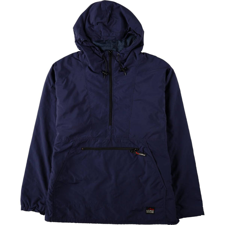 LLBean OUTDOORS Padded Anorak Parka Puffer Jacket, Made in Bangladesh, Men's Size M (approx.) Nylon navy blue type Vintage Second Hand