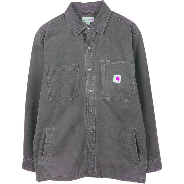 Carhartt Long Sleeve Duck Work Shirt, Men's Size Medium cotton brown type Vintage Second Hand