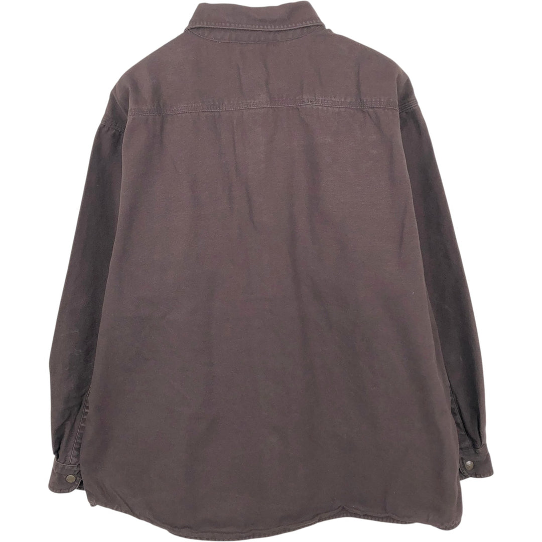 Carhartt Akron's Finest Mulch Advertising Long-Sleeve Duck Work Shirt, Men's Size XL (approx.) cotton brown type Vintage Second Hand