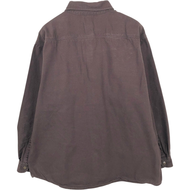 Carhartt Akron's Finest Mulch Advertising Long-Sleeve Duck Work Shirt, Men's Size XL (approx.) cotton brown type Vintage Second Hand