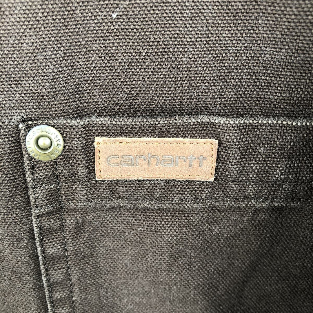 Carhartt Akron's Finest Mulch Advertising Long-Sleeve Duck Work Shirt, Men's Size XL (approx.) cotton brown type Vintage Second Hand